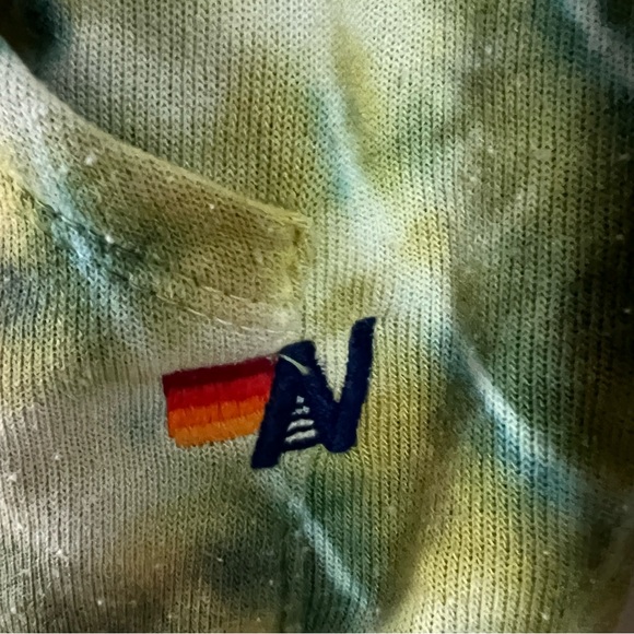 Aviator Nation KID'S HAND DYED ZIP HOODIE - TIE DYE GREEN YELLOW - Picture 4 of 7